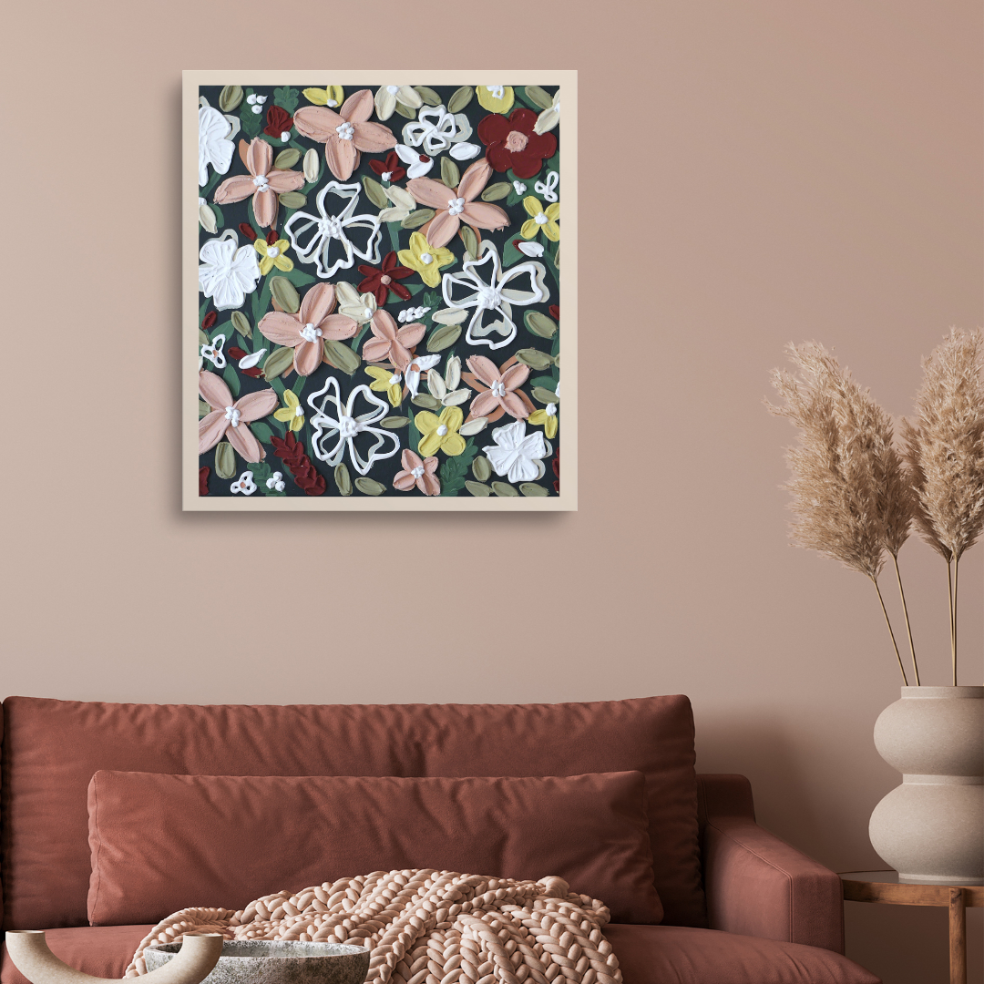 CHAMP FLORAL COLORÉ – Tableau texturé