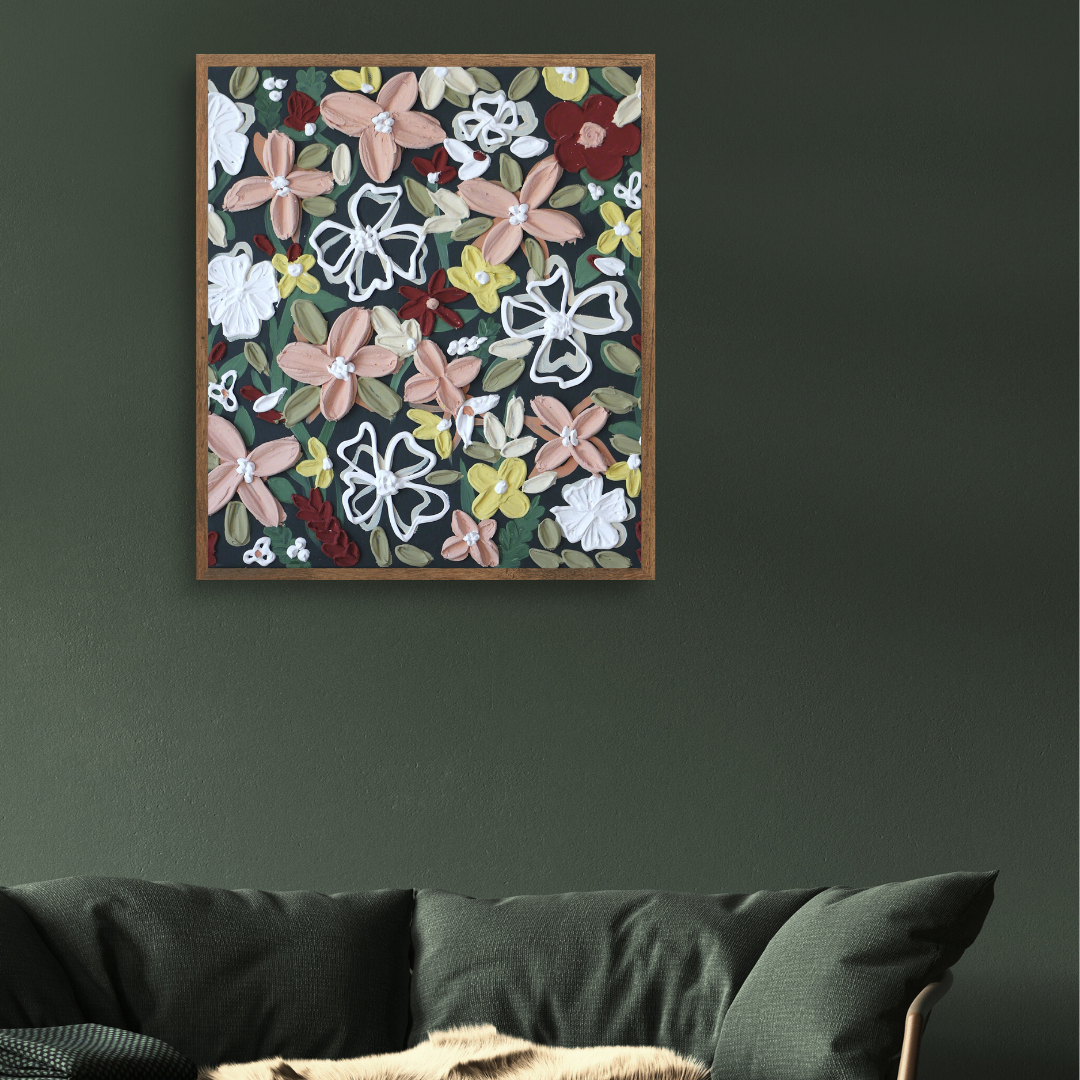 CHAMP FLORAL COLORÉ – Tableau texturé