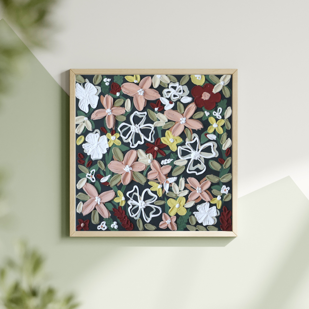 CHAMP FLORAL COLORÉ – Tableau texturé