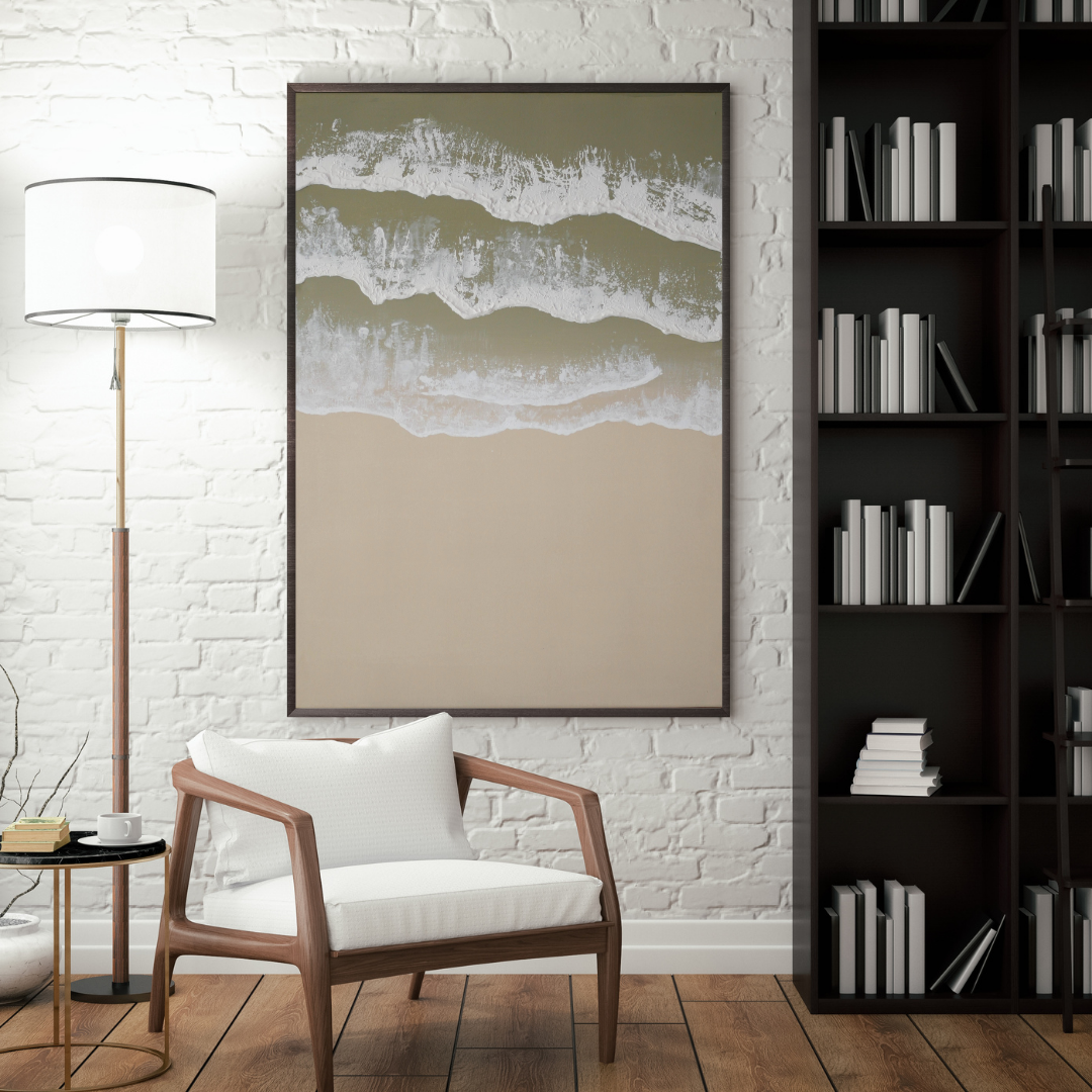 ONDA VERDE – Tableau texturé - Vert & Beige