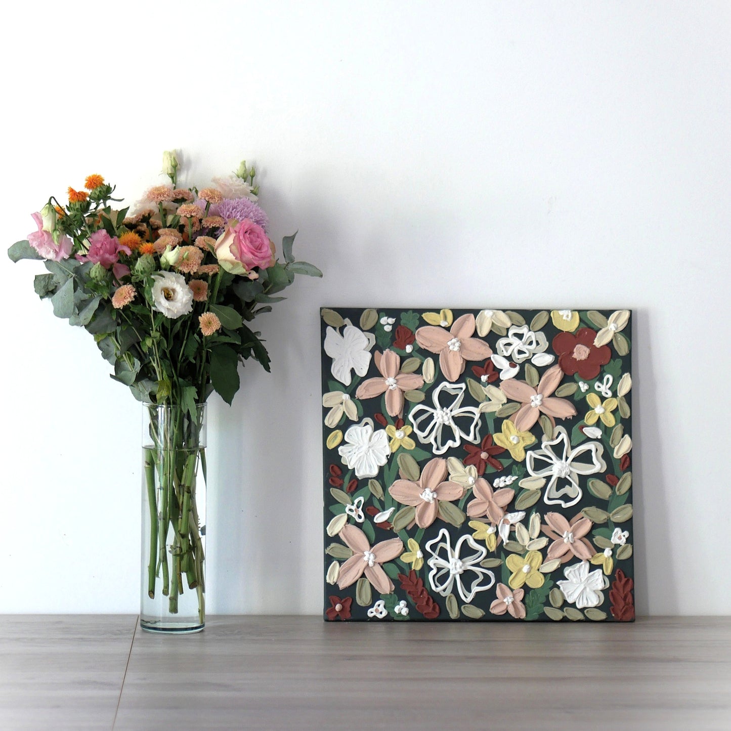CHAMP FLORAL COLORÉ – Tableau texturé