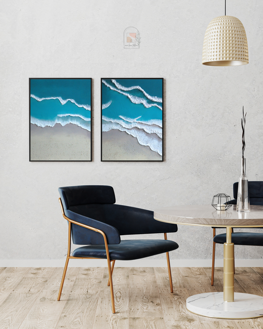CARAÏBES DUO - Collection WAVES Tableaux d'art texturé