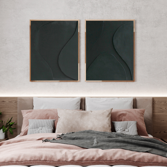 Tableau texturé en relief 3D - OBSCUR DUO - Décoration minimaliste murale