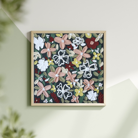 CHAMP FLORAL COLORÉ – Tableau texturé