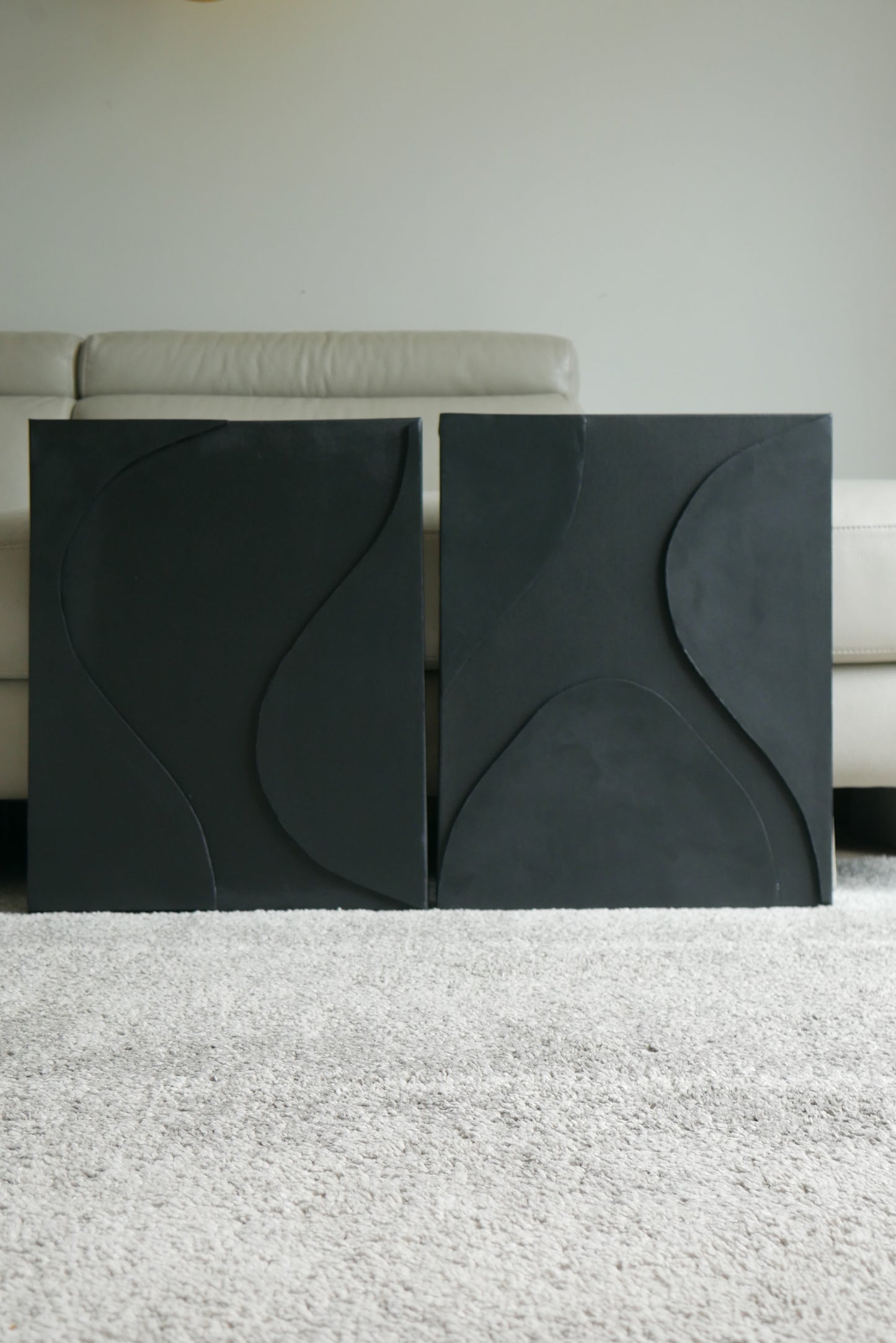 Tableau texturé en relief 3D - OBSCUR DUO - Décoration minimaliste murale